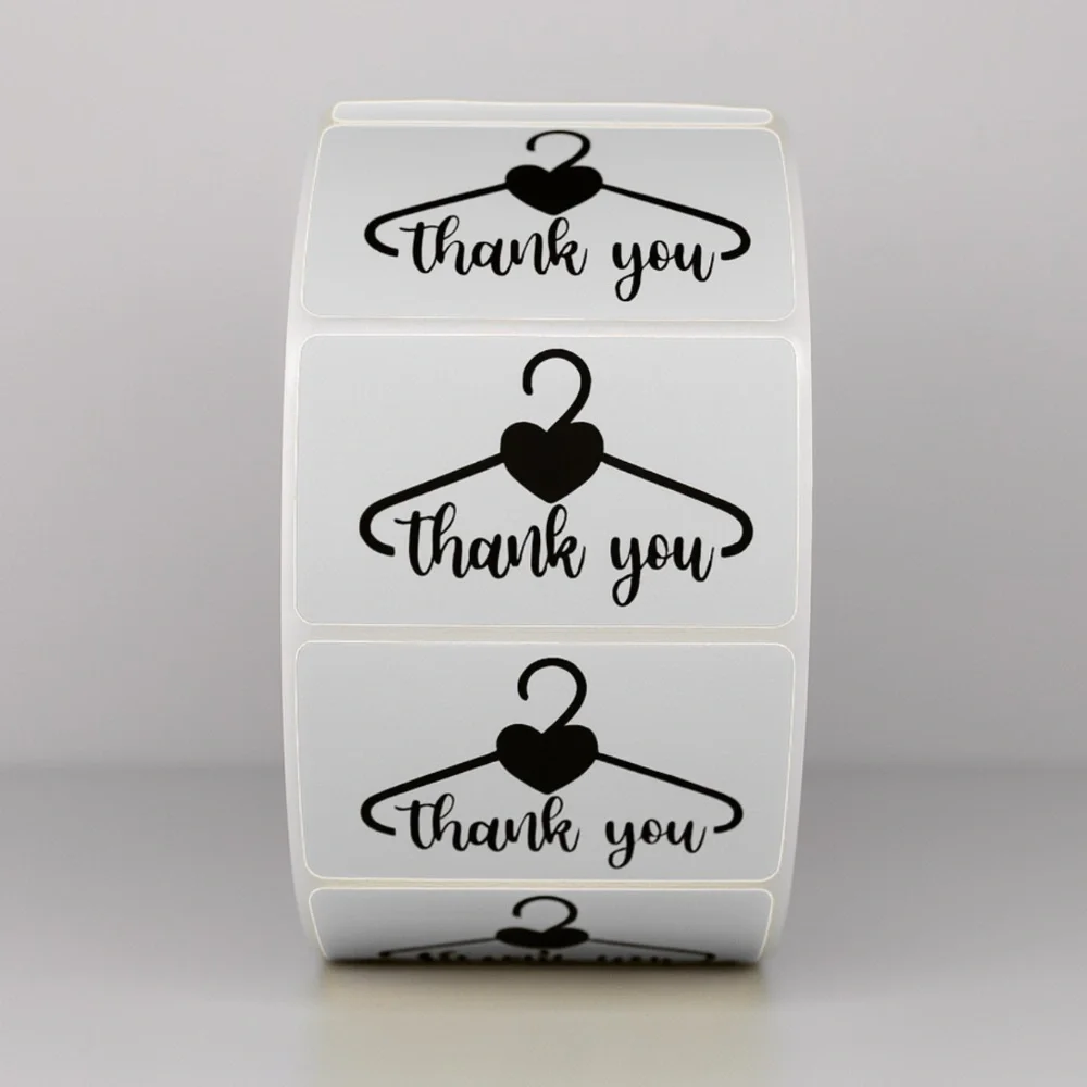 Thank You Stickers Hanger Heart | Red Labels for Small Business Packaging